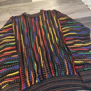 vintage tundra coogi style 3D knit sweater 90s M/L